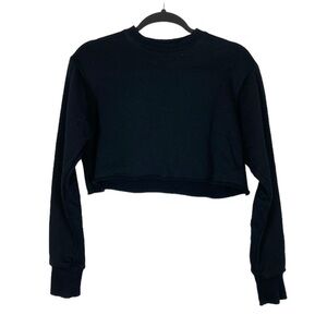 Wesley black cropped sport crewneck sweatshirt
